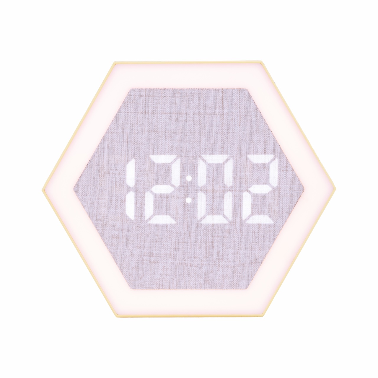 Minimalist hexagonal LED digital clock, fabric texture bedside wall mounted clock