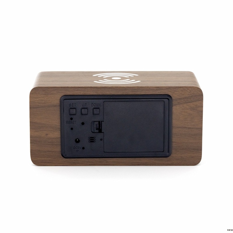 Minimalist Wooden Alarm Clock With Temperature Display