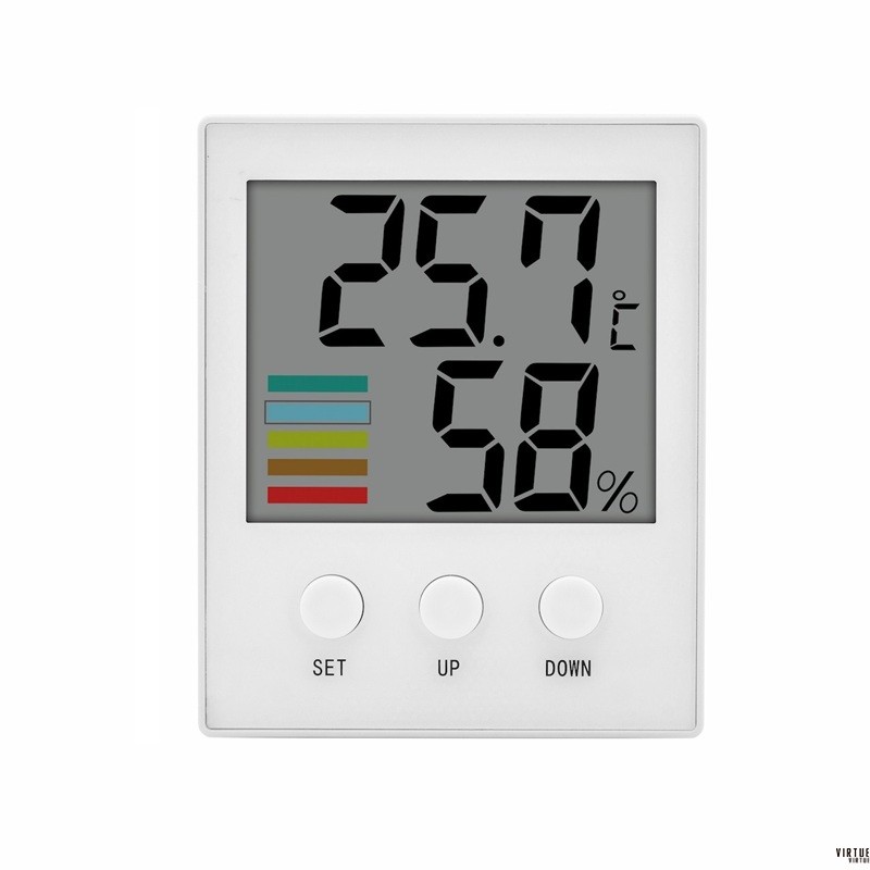 Digital Indoor Thermometer Hygrometer Gauge Desktop Clock
