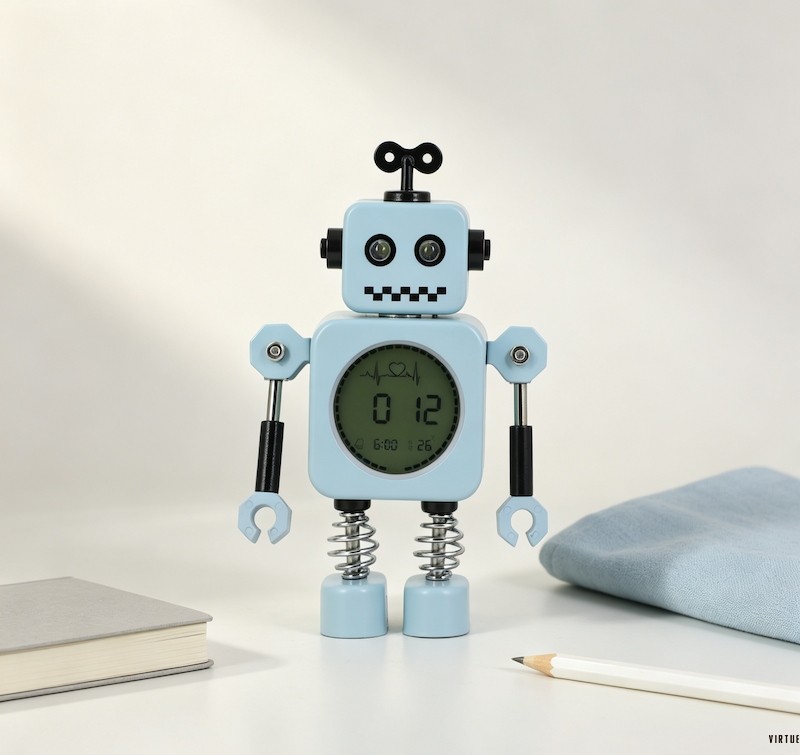 Reloj despertador digital robótico metálico con articulaciones móviles - Virtue