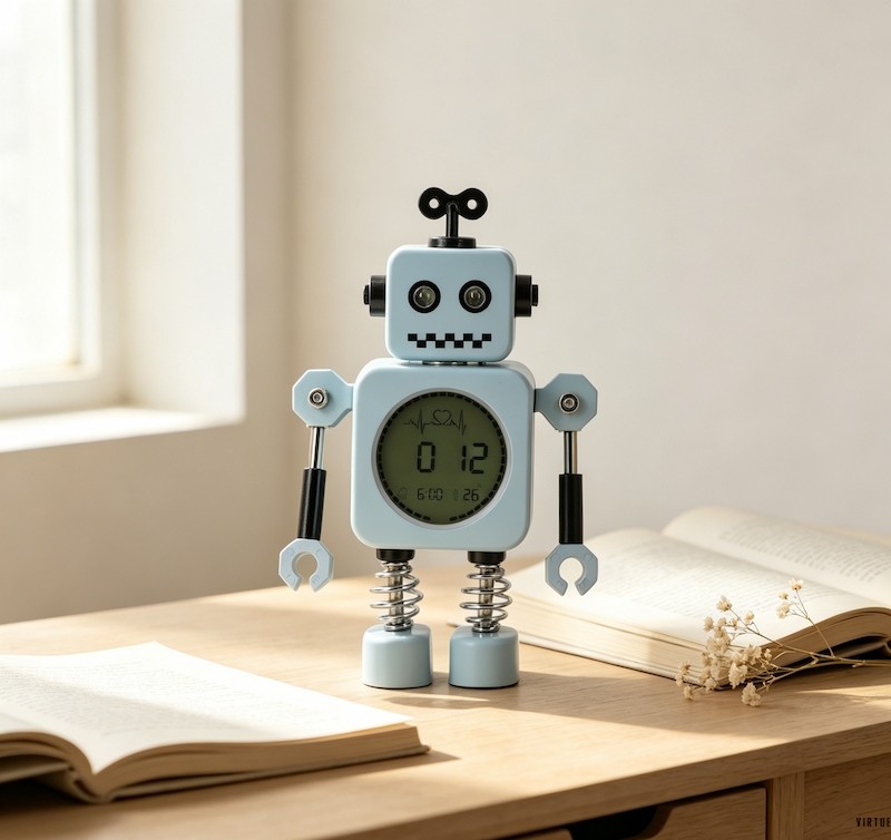 Reloj despertador digital robótico metálico con articulaciones móviles - Virtue